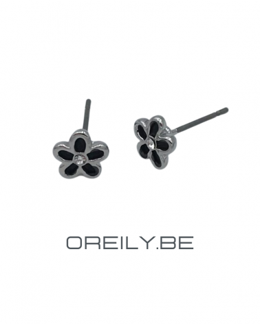 Oreily.be Small Flower Black Earrings