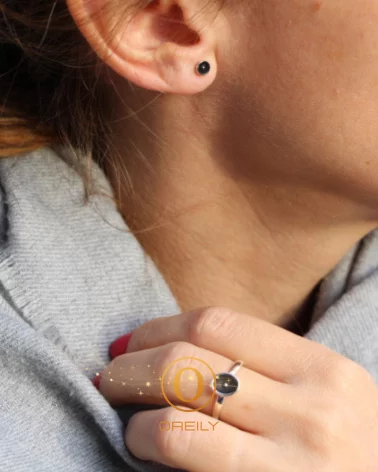 Oreily.be Small Round Black Earrings