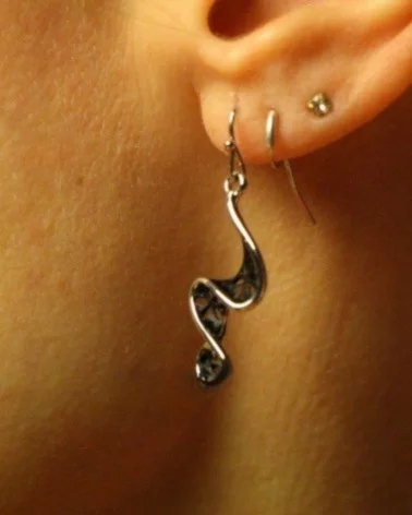 Black And Flower Earrings