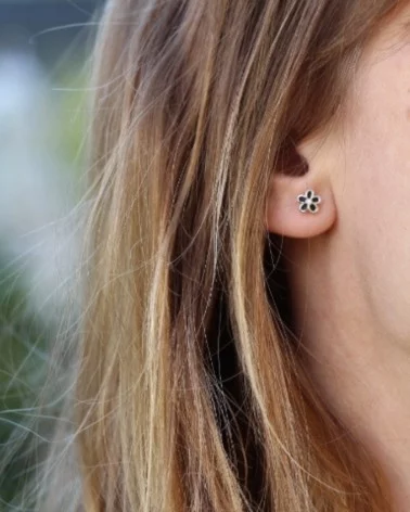 Small Flower Black Earrings | Oreily Belgium