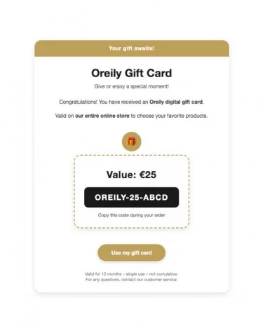 Oreily.be Oreily Digitale Cadeaukaart – 25 €