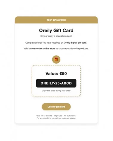 Oreily.be copy of Carta Regalo Digitale Oreily – 50 €